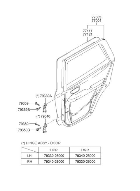 2000 Hyundai Santa Fe Hinge Assembly-Rear Door Upper,LH Diagram for 79330-26000