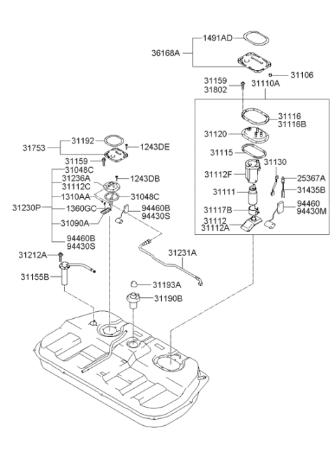 2004 Hyundai Santa Fe Valve Assembly-Fuel Ventilator Diagram for 31180-26300