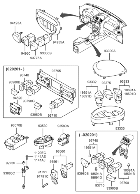 2006 Hyundai Santa Fe Pad-Lid Switch Diagram for 92736-27000