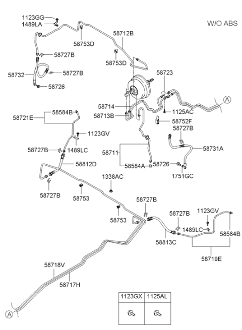 2006 Hyundai Santa Fe Front Brake Hose Left Hand Diagram for 58811-26000