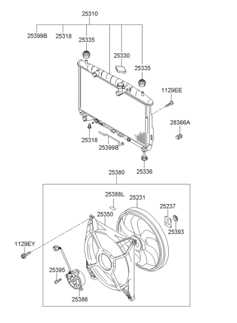 2002 Hyundai Santa Fe Cooling Fan Diagram for 25231-26300