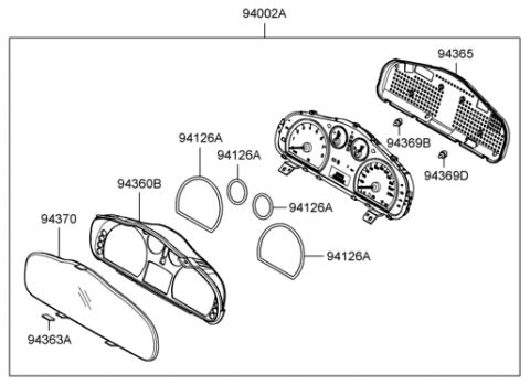 2002 Hyundai Santa Fe Instrument Cluster Assembly (Mph) Diagram for 94001-26700
