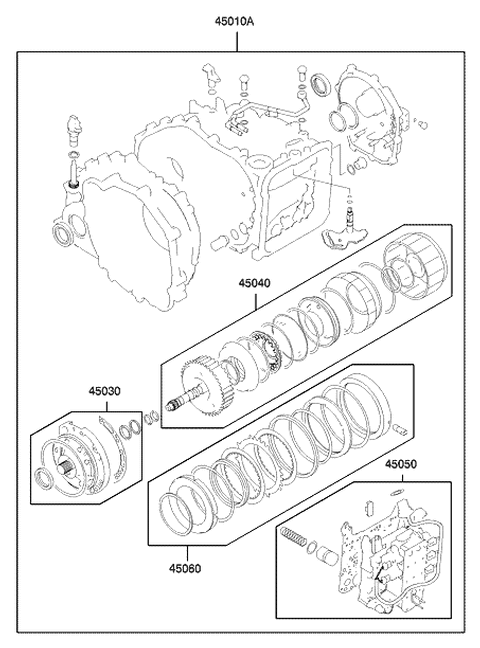2005 Hyundai Santa Fe Automatic Transaxle Overhaul Seal Kit Diagram for 45010-39B02