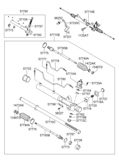 2003 Hyundai Santa Fe Reman Gear & Linkage Assembly Diagram for 57710-26200-RM