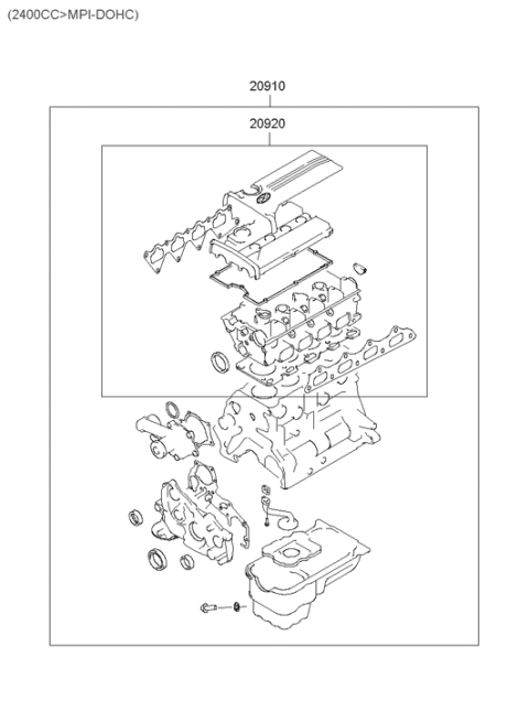 2003 Hyundai Santa Fe Engine Gasket Kit Diagram 2