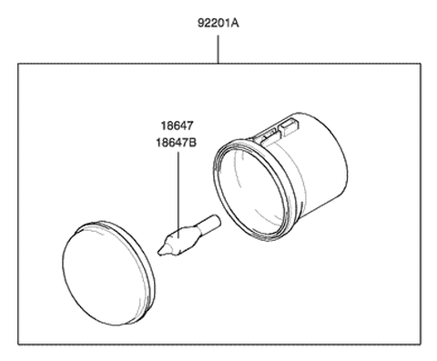 2001 Hyundai Santa Fe Front Driver Side Fog Light Assembly Diagram for 92201-26000