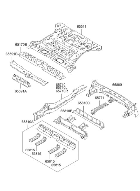 2004 Hyundai Santa Fe Rear Floor Panel Diagram for 65521-26200