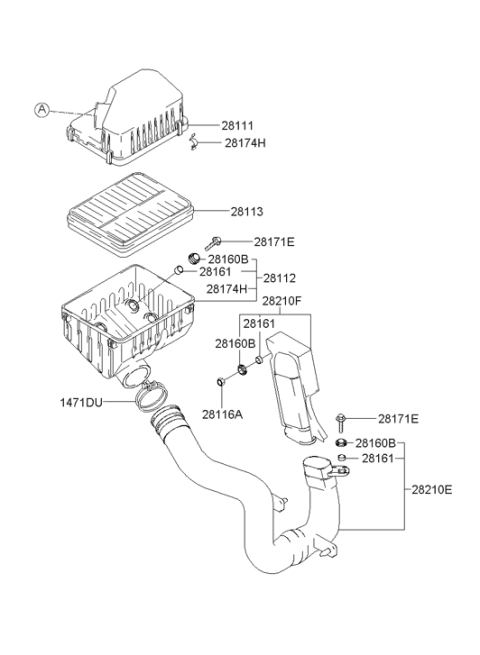 2004 Hyundai Santa Fe Duct-Air "B" Diagram for 28210-26200