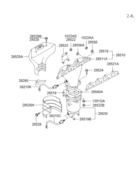 2002 Hyundai Santa Fe Sensor Assembly-Oxygen (EX/MANI.) Diagram for 39210-38005
