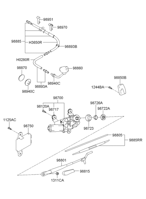 2002 Hyundai Santa Fe Rubber Pad-Rear Wiper Diagram for 98717-26000