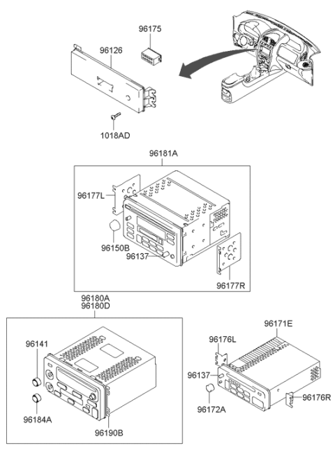 2002 Hyundai Santa Fe Volume Knob Diagram for 96172-26001