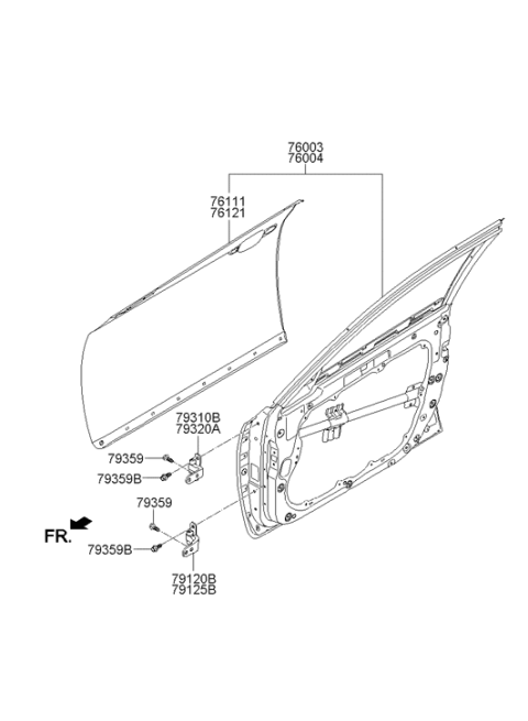 2014 Hyundai Equus Hinge Assembly-Front Door Lower,RH Diagram for 79340-3N000