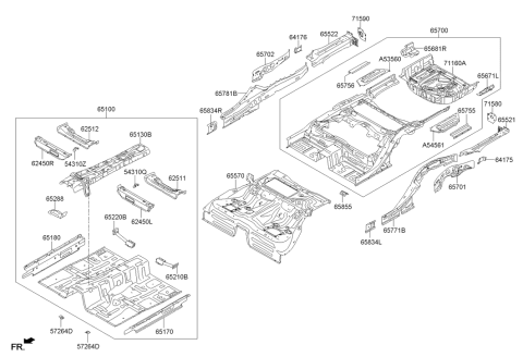 2014 Hyundai Equus Member Assembly-Center Floor Side,RH Diagram for 65267-3M000
