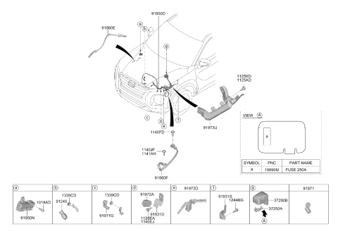 2020 Hyundai Palisade Protector-Battery Tray Diagram for 91971-B8040