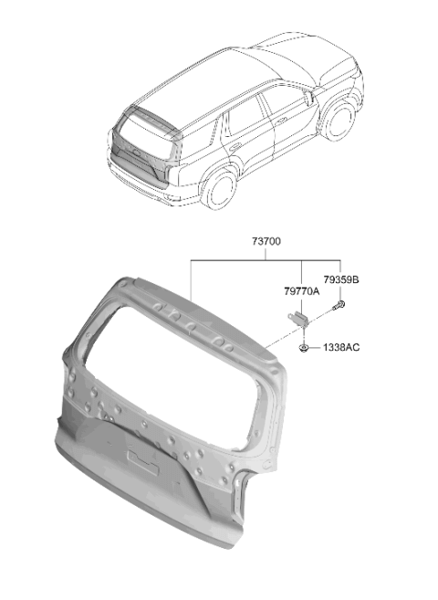 2022 Hyundai Palisade Tail Gate Panel Assembly Diagram for 72801-S8141
