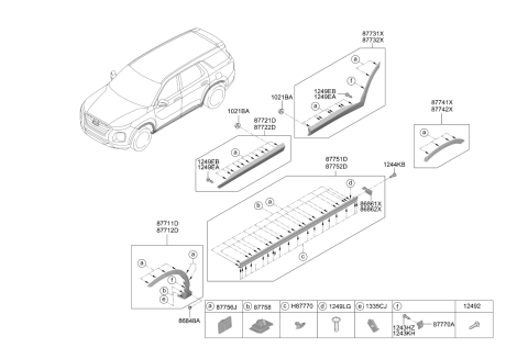 2021 Hyundai Palisade Flange Head Tapping Screw Diagram for 12492-04087-B
