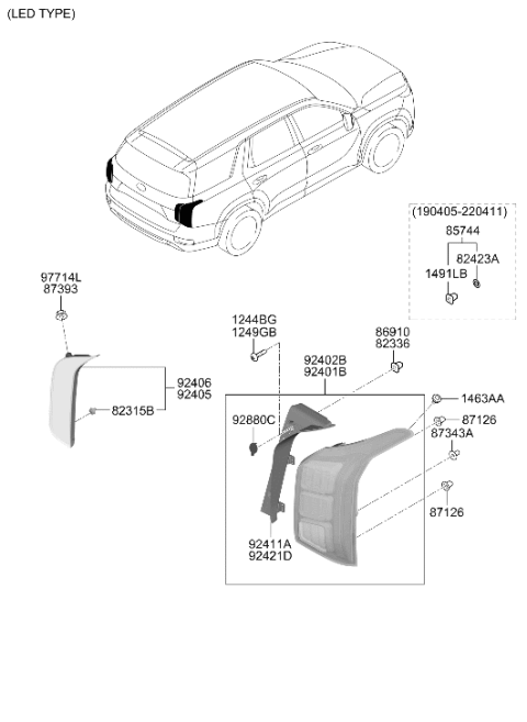 2020 Hyundai Palisade Rear Combination Lamp Diagram 2