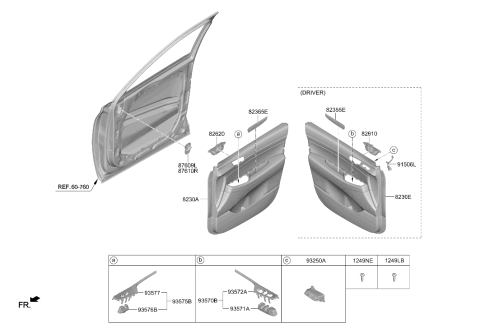 2022 Hyundai Palisade Power Window Main Switch Assembly Diagram for 93570-S8130-SSU