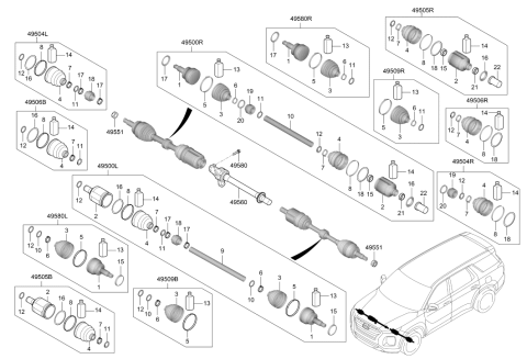 2020 Hyundai Palisade Shaft Assembly Drive Left Hand Diagram for 49500-S8400