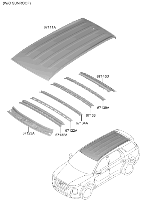 2020 Hyundai Palisade Rail-Roof Ctr NO.1 Diagram for 67152-S8000