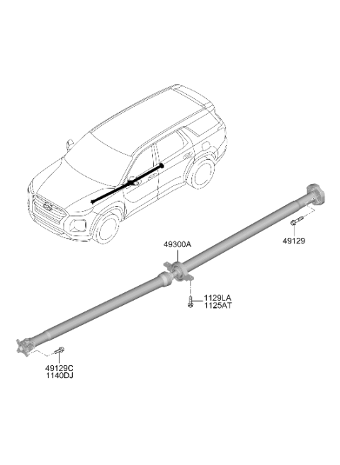 2020 Hyundai Palisade Propeller Shaft Assembly Diagram for 49300-S8050