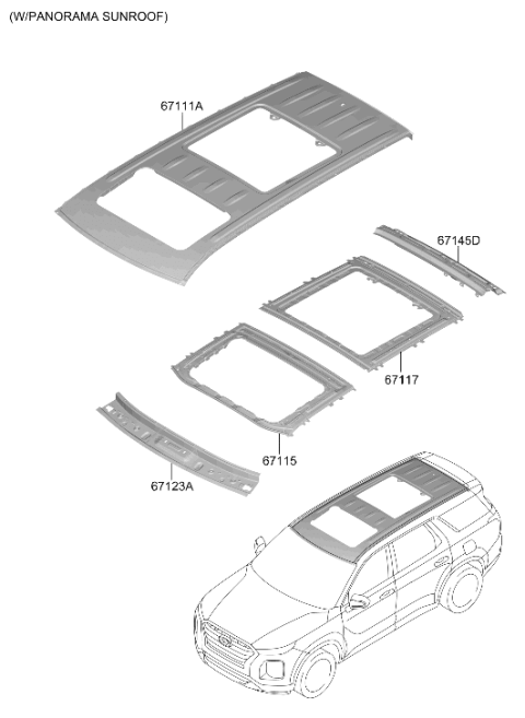 2022 Hyundai Palisade Roof Panel Diagram 3