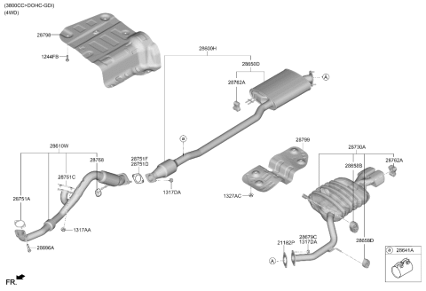 2022 Hyundai Palisade Muffler & Exhaust Pipe Diagram 2