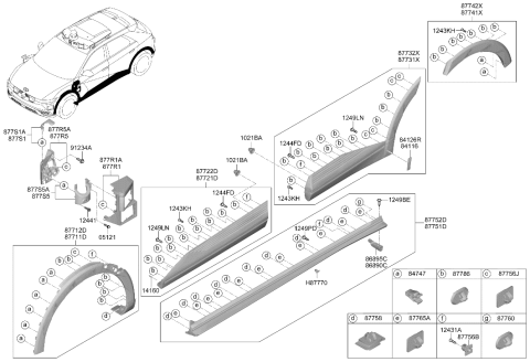 2024 Hyundai Ioniq 5 Clip-Side Garnish Mounting Diagram for 87756-1F000