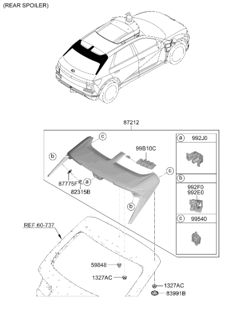 2024 Hyundai Ioniq 5 Rear Spoiler Assembly Diagram for 87210-LI000