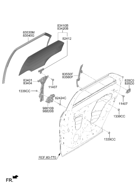 2024 Hyundai Ioniq 5 REGULATOR ASSY-RR DR WDO LH Diagram for 83403-LI000