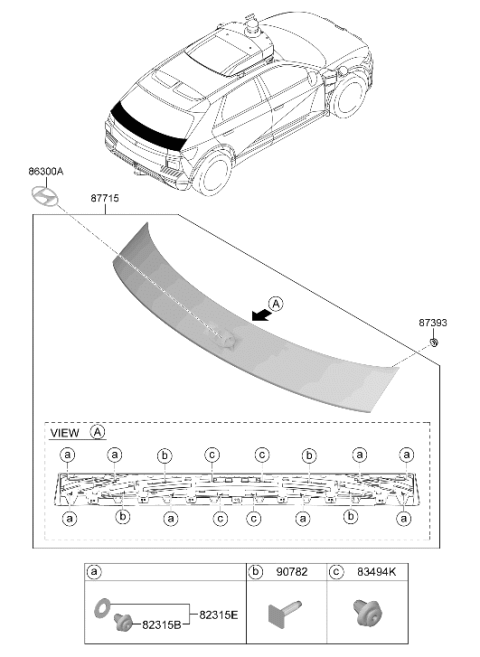 2024 Hyundai Ioniq 5 GARNISH SUB ASSY-TAILGATE Diagram for 873D0-LI000