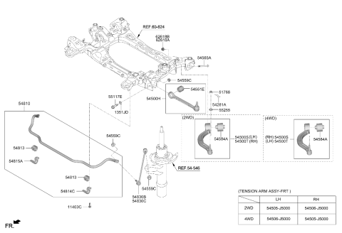 2019 Hyundai Genesis G70 Tension Arm Assembly-Front,LH Diagram for 54505-J5000