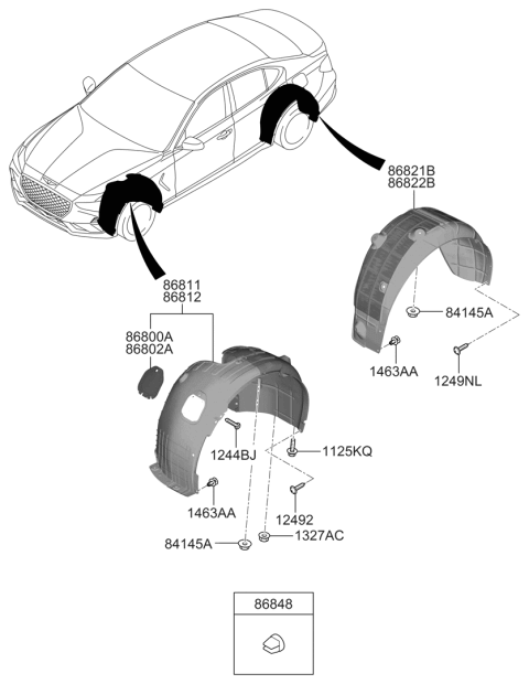 2021 Hyundai Genesis G70 Retainer Diagram for 86848-C8000