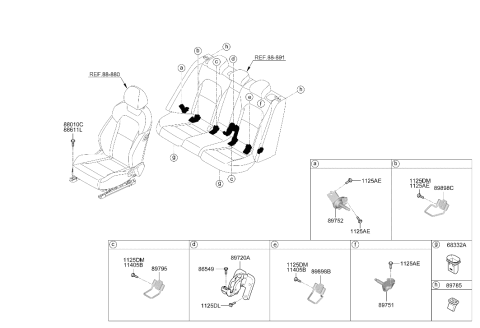 2020 Hyundai Genesis G70 Bracket Assembly-Rear Seat Back,Center Diagram for 89720-G9000