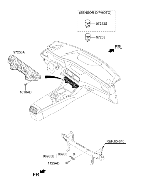 2021 Hyundai Genesis G70 Heater Control Assembly Diagram for 97250-G9010-VCA