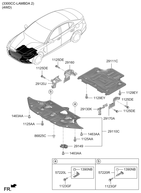 2021 Hyundai Genesis G70 Panel Side Cover Right Hand Diagram for 29120-J5000