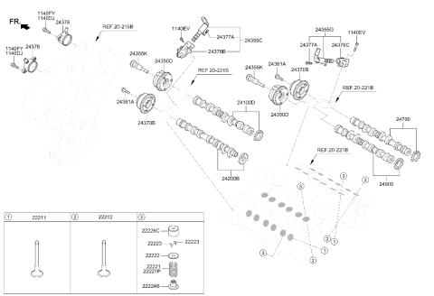 2019 Hyundai Genesis G70 Intake Camshaft Assembly Right Hand Diagram for 24900-3LHC0