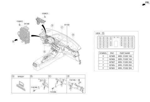 2021 Hyundai Genesis G70 Instrument Panel Junction Box Assembly Diagram for 91950-G9160