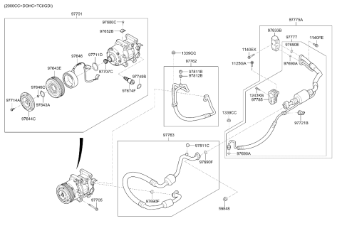 2019 Hyundai Genesis G70 Air Conditioning Compressor Pulley Assembly Diagram for 97643-G8000