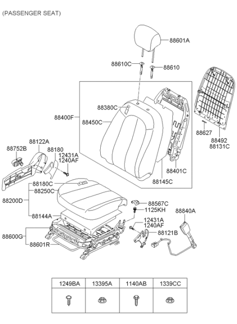 2006 Hyundai Elantra Adjuster Assembly-Front Seat,RH Diagram for 88601-2H550