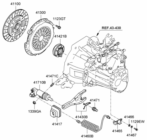 2006 Hyundai Elantra Bracket-Clutch Oil Tube Diagram for 41465-23052