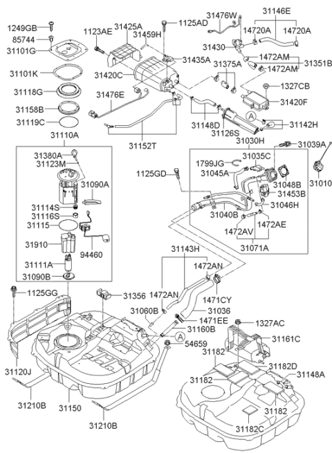 2006 Hyundai Elantra Canister Close Valve Diagram for 31430-2H500