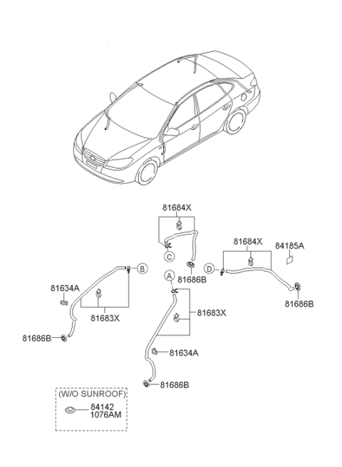 2006 Hyundai Elantra New Body Style (Produced Before OCT.30.2006) Sunroof Diagram 2
