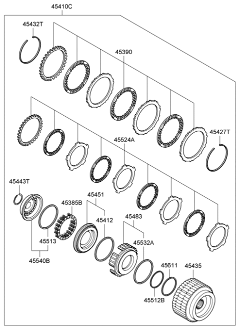 2006 Hyundai Elantra Clutch Disc Set Diagram for 45426-23000