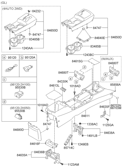 2006 Hyundai Elantra Accessory Socket Assembly Diagram for 95120-2D200