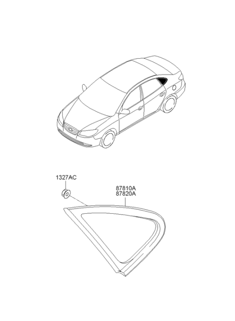 2006 Hyundai Elantra Quarter Glass & Moulding Assembly Diagram for 87820-2H000