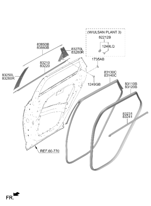 2026 Hyundai Tucson W/STRIP ASSY-RR DR SIDE RH Diagram for 83140-N9500