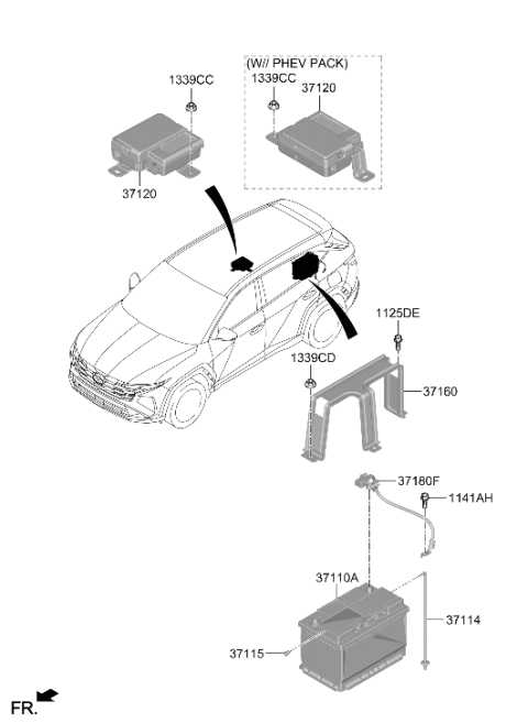 2026 Hyundai Tucson Battery Sensor Assembly Diagram for 37180-P0500