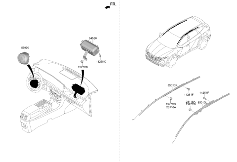2026 Hyundai Tucson Right Hand Curtain Air Bag Module Diagram for 80420-N7000