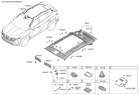 2025 Hyundai Tucson Hybrid Sunvisor & Head Lining Diagram 2